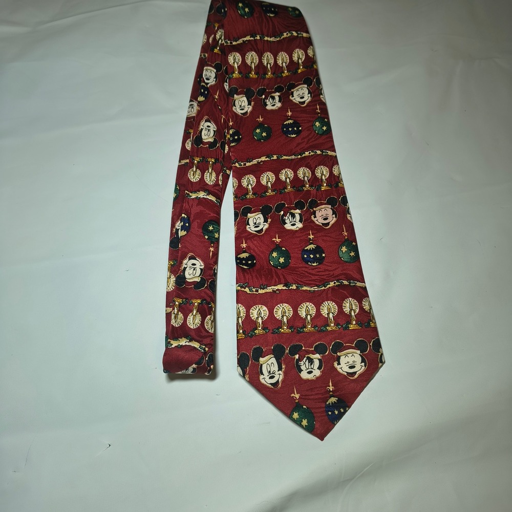 Vintage Mickey Unlimited Disney Christmas Tie Red Mickey Mouse Santa Ornaments